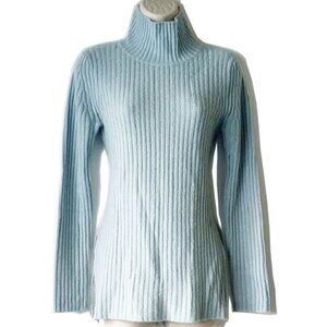 Something Navy Wool Cashmere Ribbed Turtleneck Sweater XS Mock Neck Knit Tunic